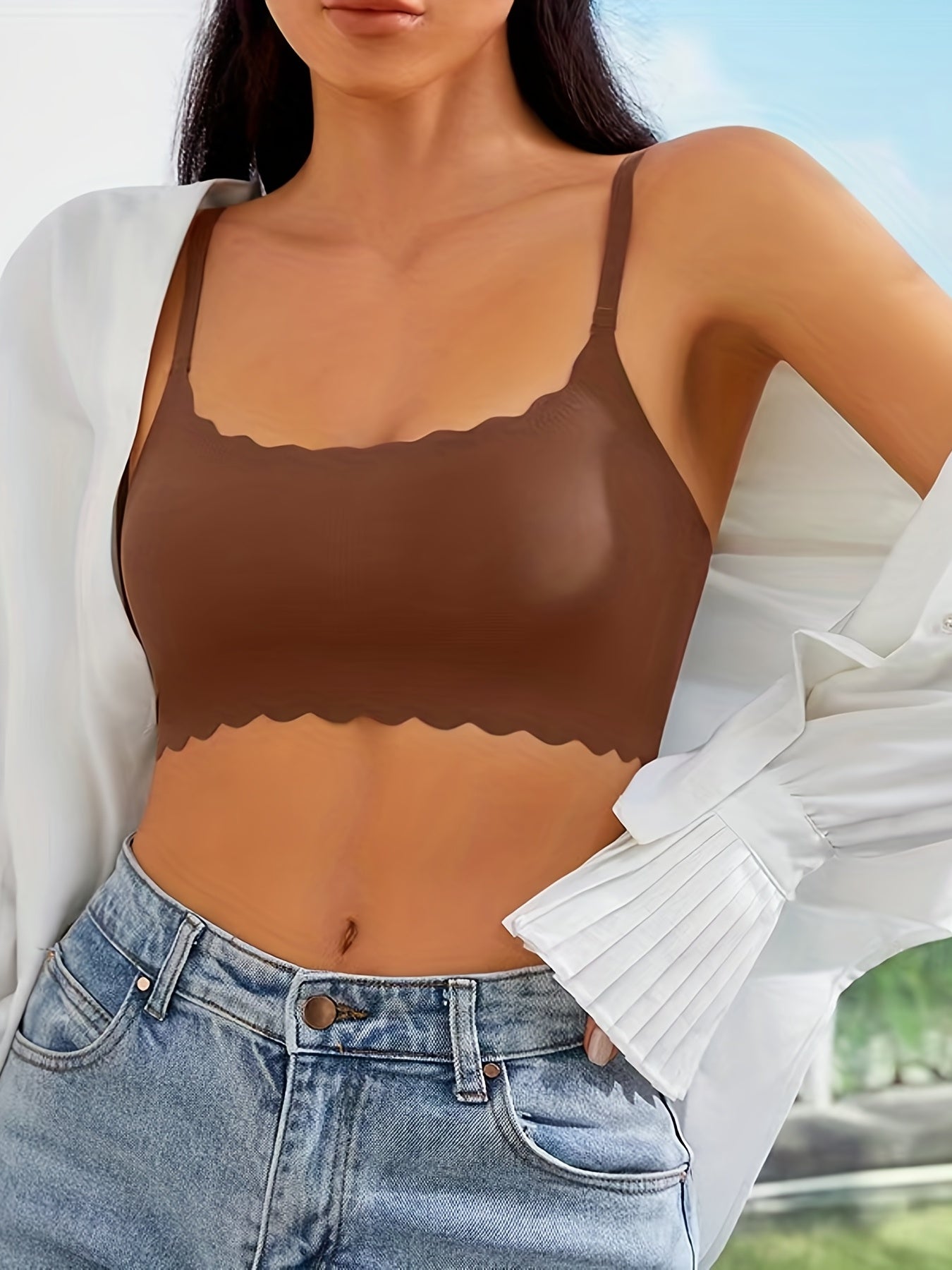 Scalloped Soft Bra with Removable Pads - Women's Lingerie
