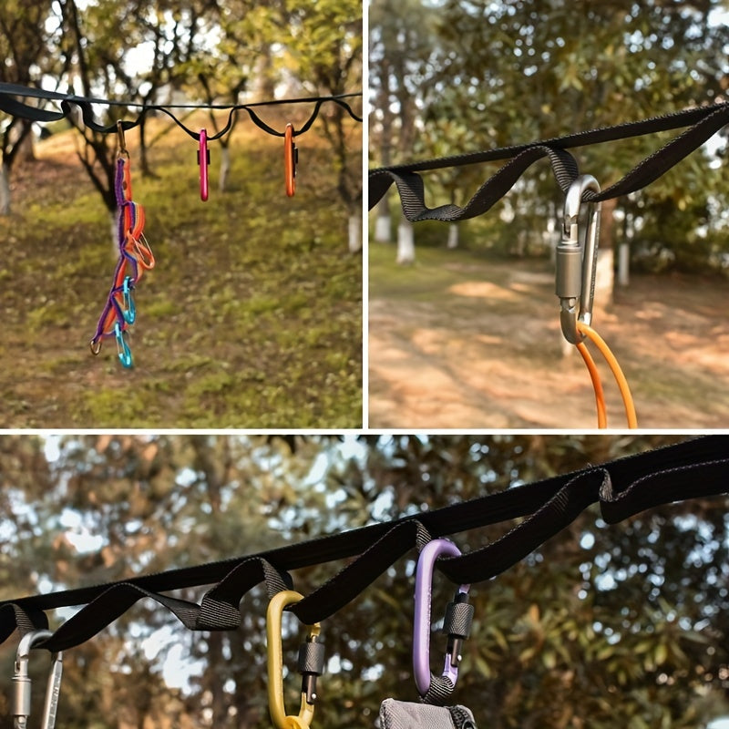 Tent Storage Clothesline Straps with 19 Carabiners Camping Lanyard