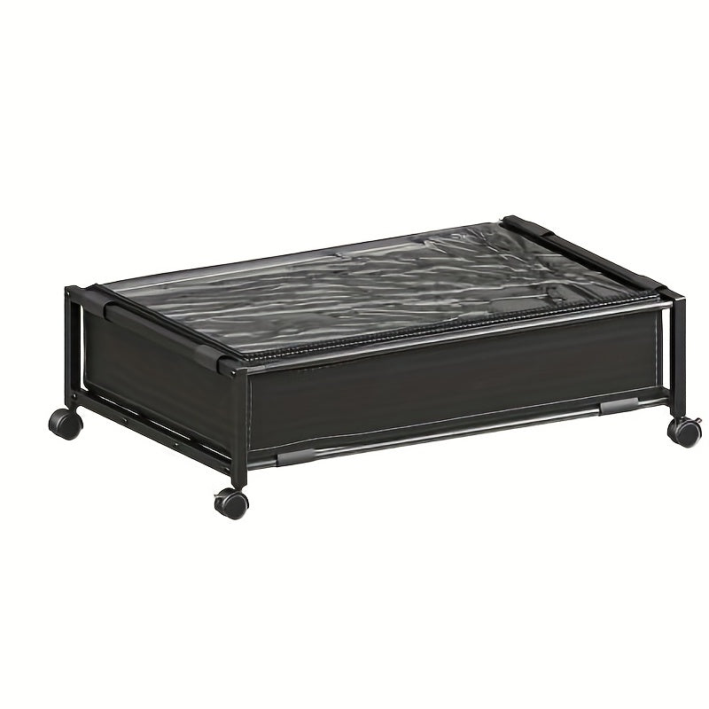 Metal Underbed Storage Container with Pulleys for Clothes Shoes Toys