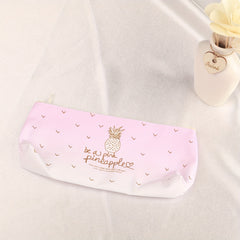 Pineapple Cartoon Pattern Pen Case PU Leather Large Capacity Stationery Storage