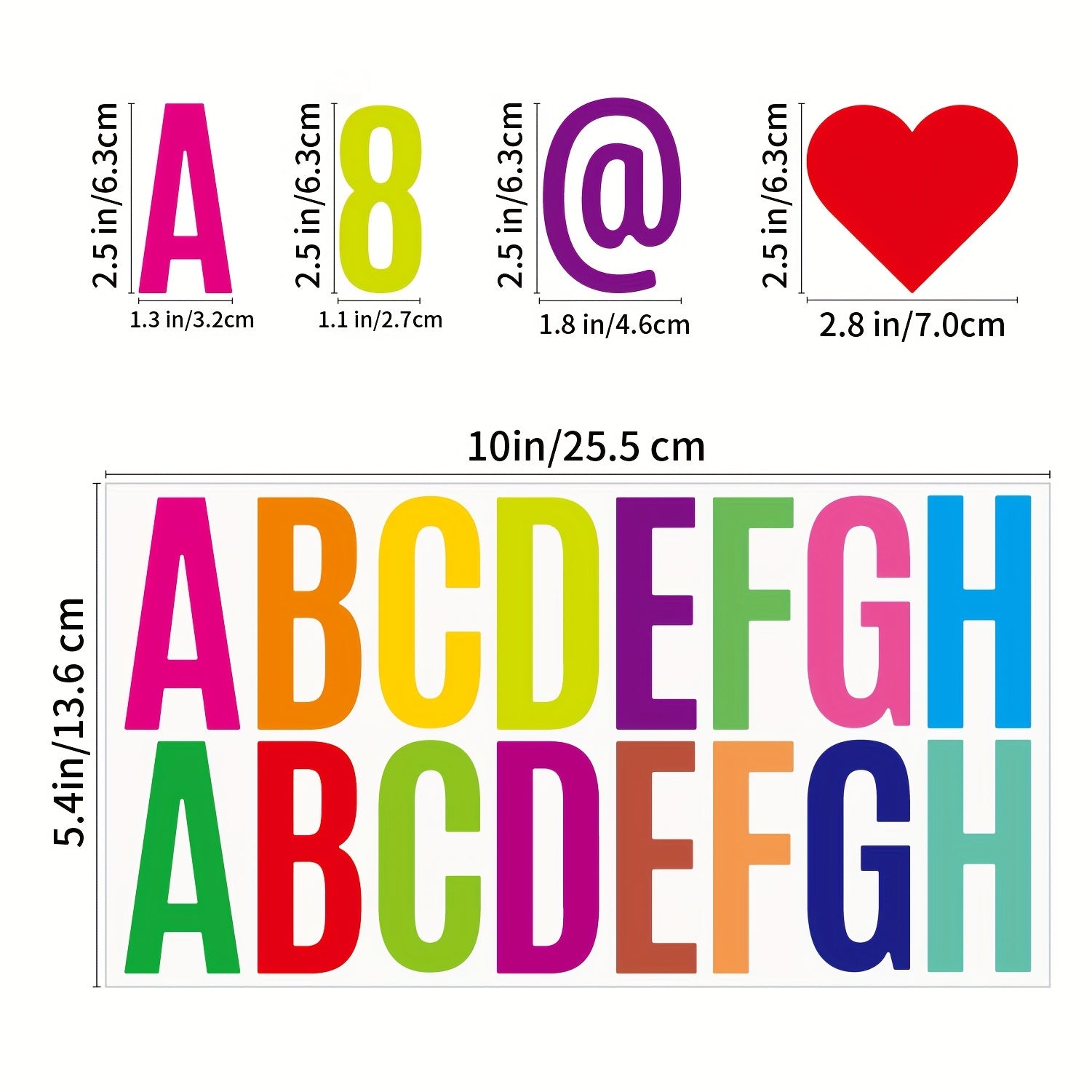 6pcs Large Letter Stickers Self-adhesive Waterproof Bulletin Board Decor