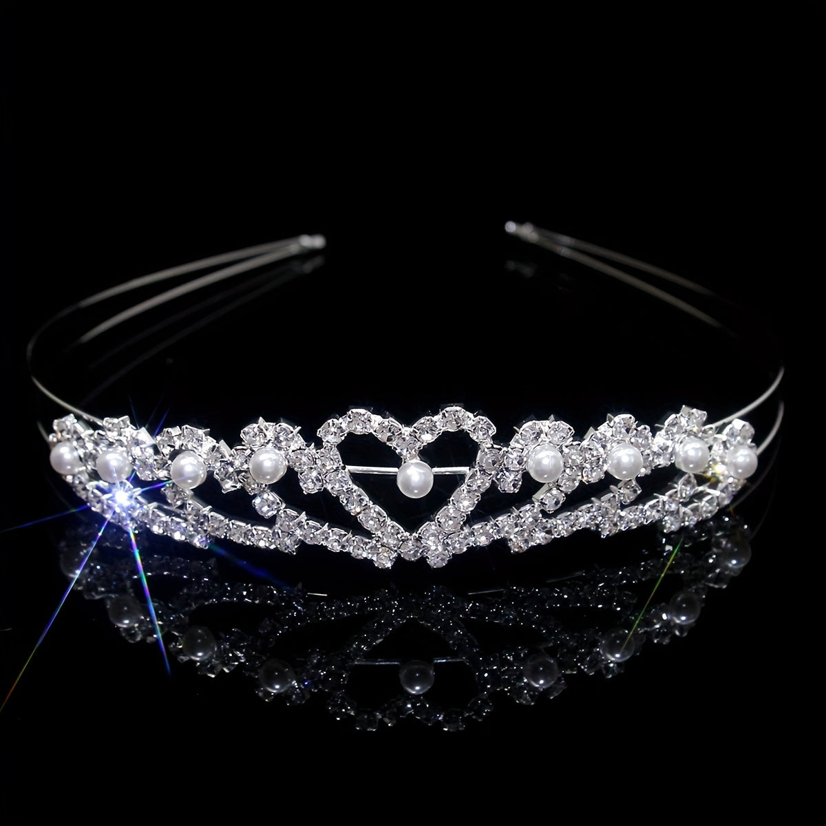 Rhinestone Heart Headband Queen Crown Tiara Hair Accessories