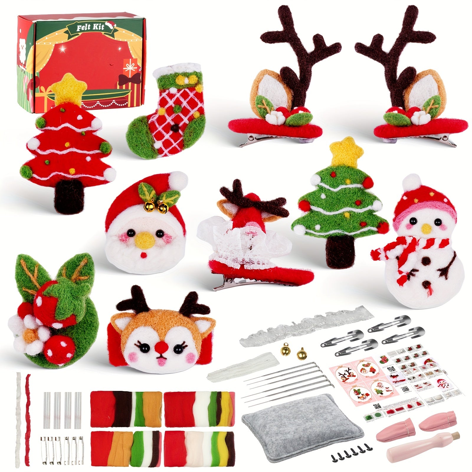 10pcs Wool Needle Felting Kit with English Instruction for Beginner