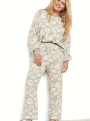 Leopard Print Long Sleeve Top & Pants Set