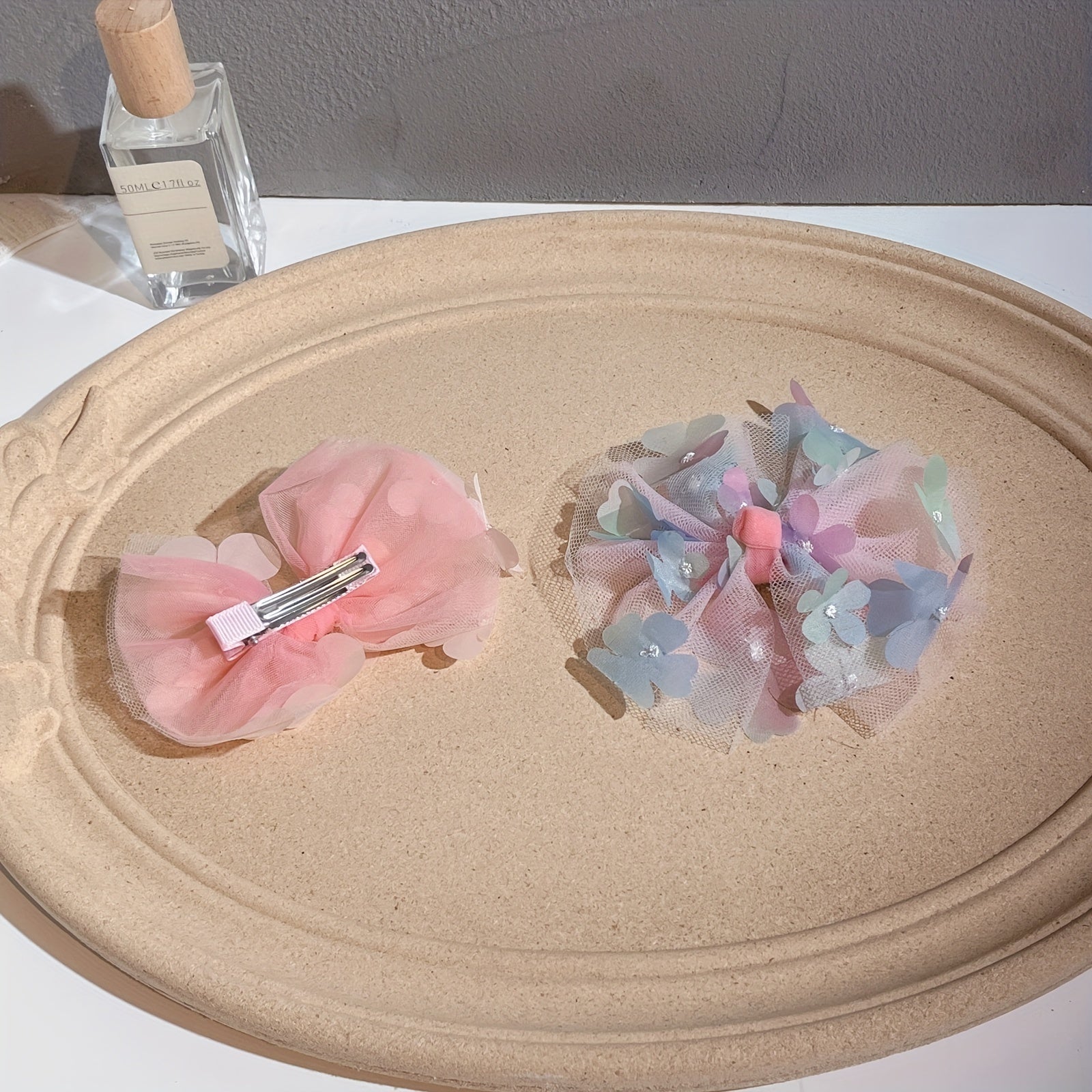 Baby Girls Flowers Mesh Bow Hair Clips Handcraft Headwear