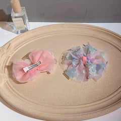 Baby Girls Flowers Mesh Bow Hair Clips Handcraft Headwear