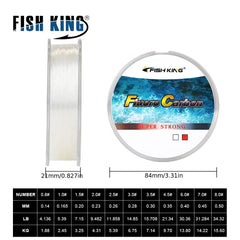 FISH KING 100M Tough Fishing Line 4 136LB Fluorocarbon Coating
