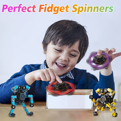 6 Fidget Spinner Toys + 3 Transformable Robots - Ideal Gift for Chris
