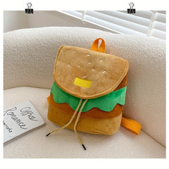 Kids Hamburger Bag Cartoon Backpack Large Capacity Backpack