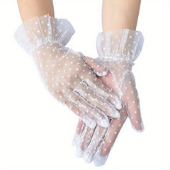Women Lace Short Gloves Polka Dot Mesh Gloves For Wedding
