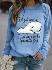 Letter & Polar Bear Print Loose Sweatshirt Women's Clothing
