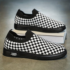 Men's Slip-on Checkered Skate Shoes Good Grip Breathable Loafers