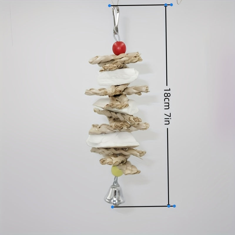 Natural Straw Bird Toys Cuttlebone Parrot Skewers for Calcium Supplement