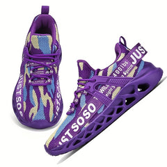 Women's Graphic Blade Athletic Sneakers Lace Up Weaving Shoes