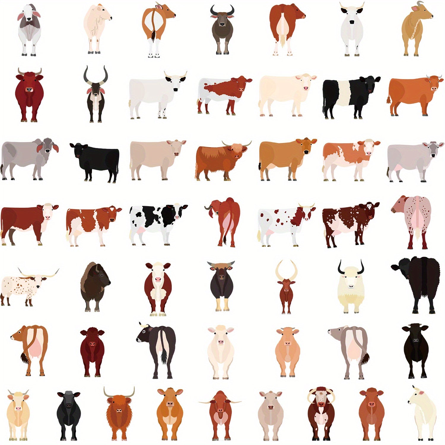 50pcs Cow Stickers for Fridge Laptop, Vinyl Waterproof Decal