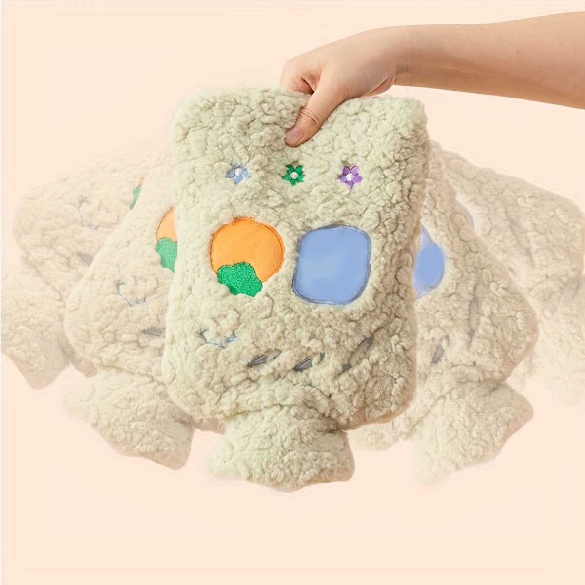 Large Embroidery Plush Cloth Cover Hot Water Bag