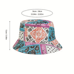 Vintage Paisley Print Bucket Hat Boho Block