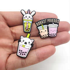 10pcs PVC Milk Tea Cartoon Shoe Charms Party Favor
