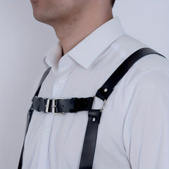 Men's Leather Novelty Suspenders Belt Adjustable Shoulder Strap