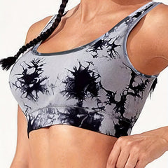 Plus Size Tie Dye Wireless Racer Back Sporty Bra