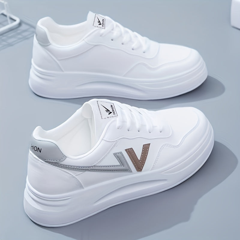 Women's Letter Decor Platform Shoes Casual Lace Up Outdoor Sneakers