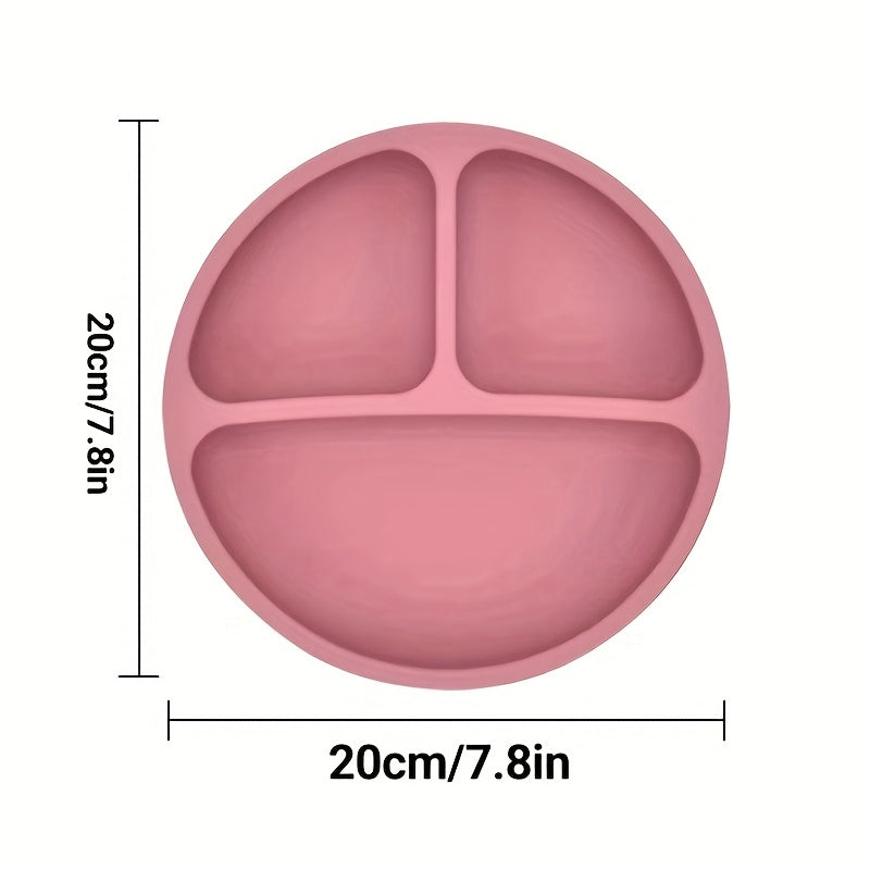 Baby Silicone Dinner Plate Suction Cup Cartoon Kids Dish Toddler Tableware