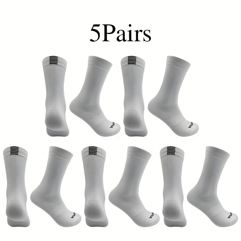 5 Pairs Breathable Mid-Calf Socks for Men and Women