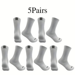 5 Pairs Breathable Mid-Calf Socks for Men and Women