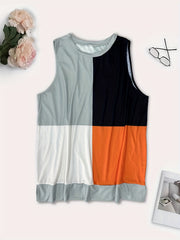Colorblock Round Neck Tank Top