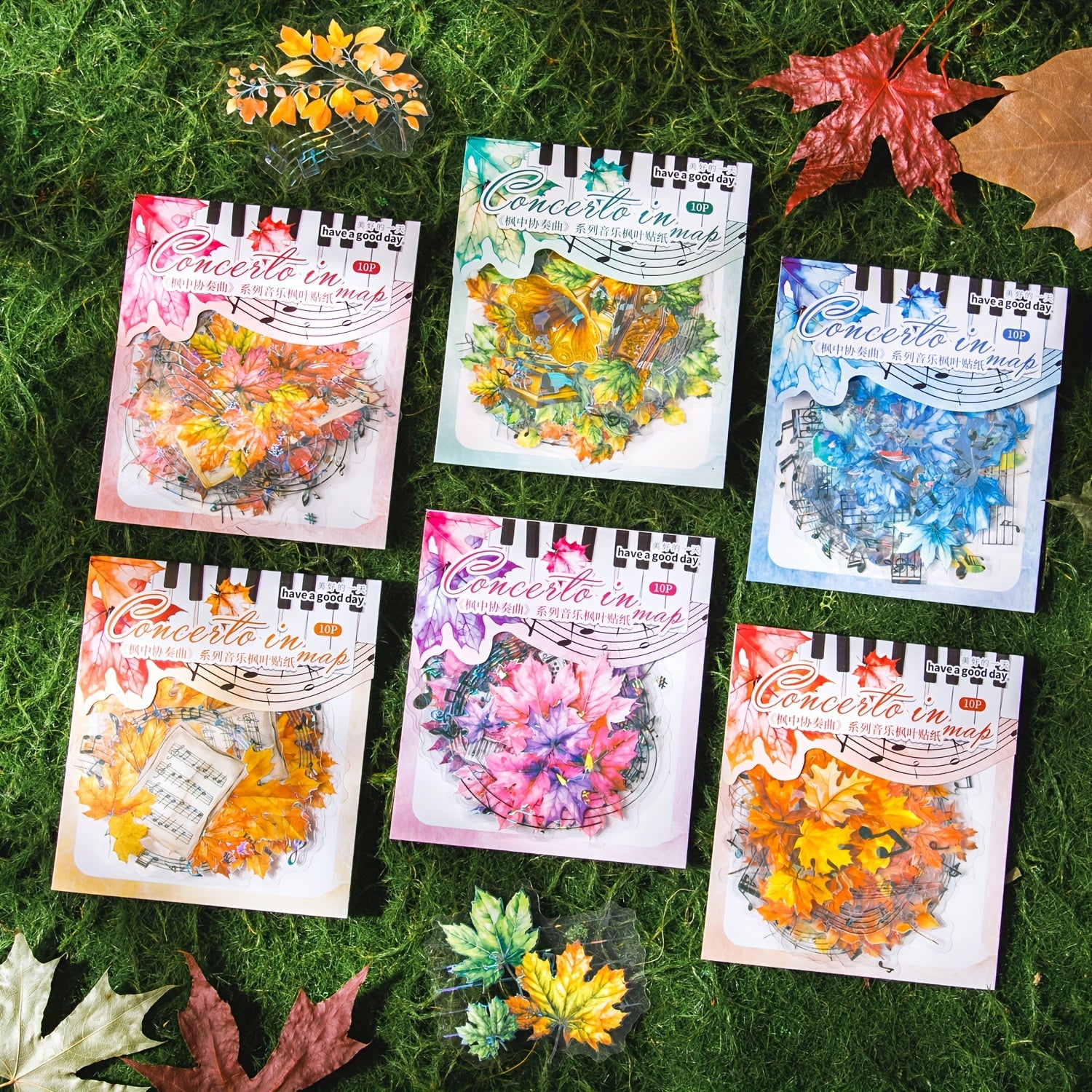 10Sheet Sticker Pack Maple Concerto Watercolor Music Journal Collage