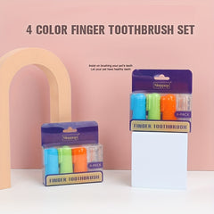 4 Pack Pet Finger Toothbrush Soft Silicone Bristles