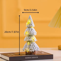 Tower Shaped Flocked Cedar Tree Tabletop Christmas Tree Decorations