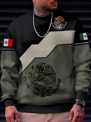 Mexico Eagle And Snake Print Men's Graphic Sweatshirt