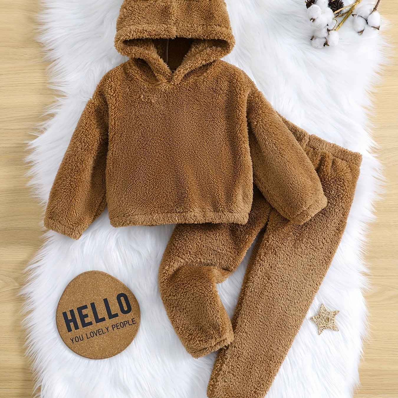 Boy's Fleece 2pcs Thermal Hoodie & Sweatpants Set