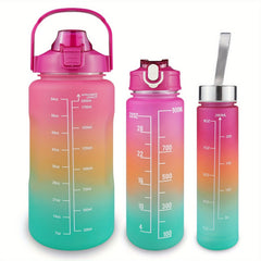 3pcs Gradient Water Bottles Set Leakproof Sports Water Cup Time Marker