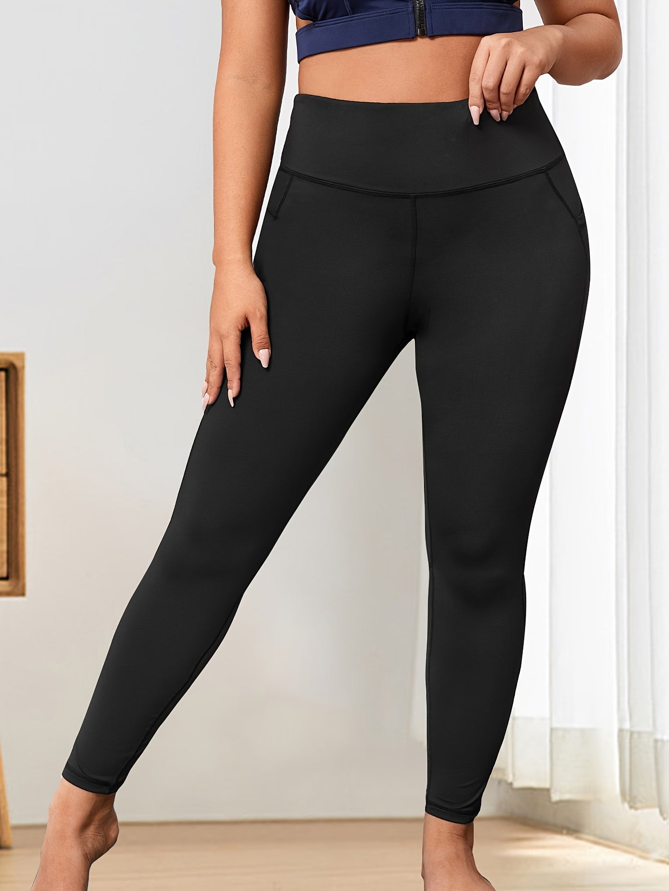 Sports Leggings Women's Plus High Rise Yoga Leggings With Pockets