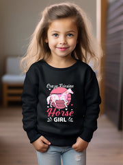 Girls Horse Pattern Crew Neck Sweatshirt For Spring Fall Christmas Gift