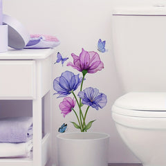 Funny Flower Pattern Toilet Lid Decal Bathroom Decor Sticker