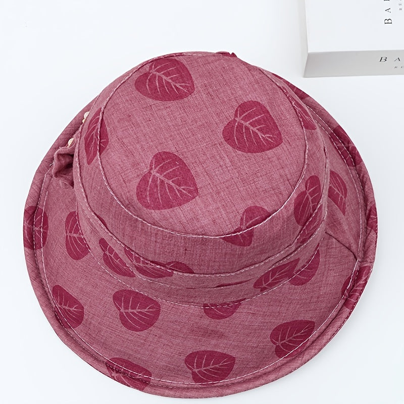 Printed Bucket Hat Flower Decor Sunscreen Basin Hat Foldable Beach Hats