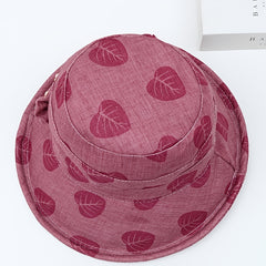 Printed Bucket Hat Flower Decor Sunscreen Basin Hat Foldable Beach Hats
