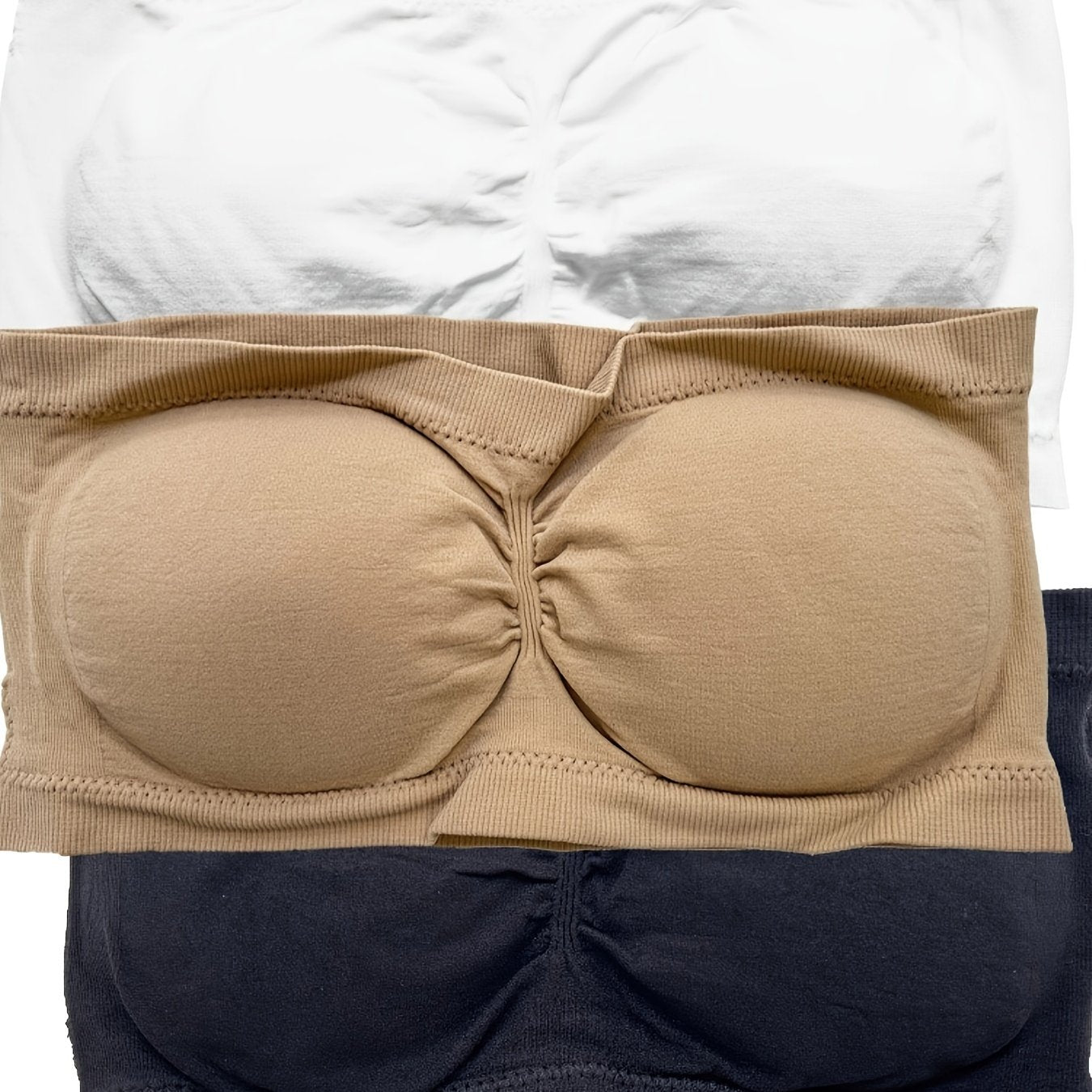 3 Pack Plus Size Basic Bandeau Set Women's Plus Solid Tube Bra 3pcs Set