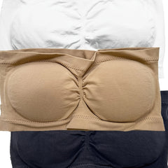 3 Pack Plus Size Basic Bandeau Set Women's Plus Solid Tube Bra 3pcs Set