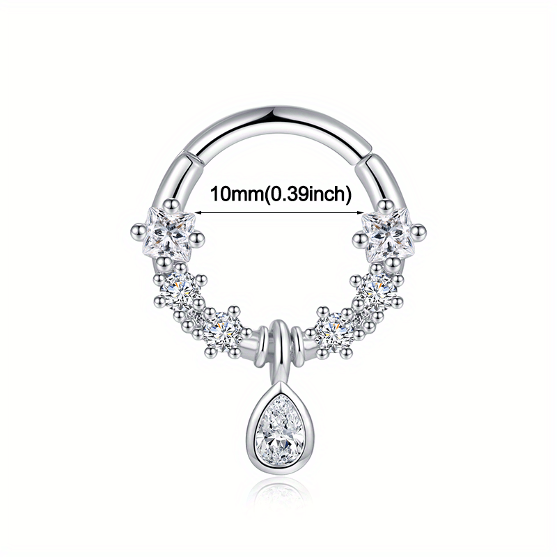 Zircon Inlaid Septum Nose Ring Body Piercing Jewelry