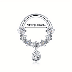 Zircon Inlaid Septum Nose Ring Body Piercing Jewelry