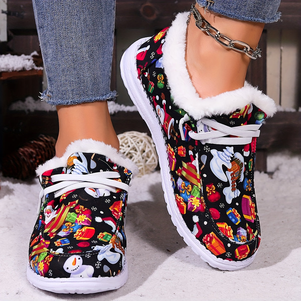 Women's Christmas Snow Boots Winter Plus Plush Comfort Flats