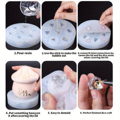 7pcs Polyhedral Pointed Dice Set Silicone Molds