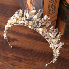 Faux Pearl Rhinestone Crown Hairband Bridal Wedding Headband