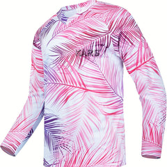 Men's Leaf Pattern Print V Neck Tee Spring Fall Outdoor