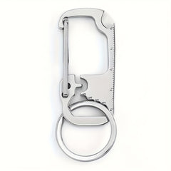 6 in 1 Carabiner Keychain Buckle Stainless Steel Multitool For Outdoor Camping