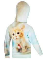 3D Cat Pattern Hoodie for Kids Hooded Long Sleeve Top
